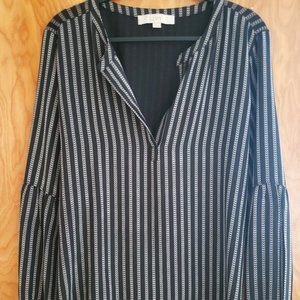 Loft mixed media split neck blouse